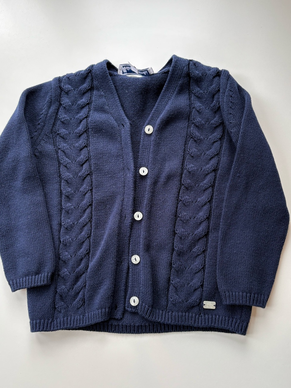 Tartine et Chocolat Navy Cable-Knit Cotton Cardigan